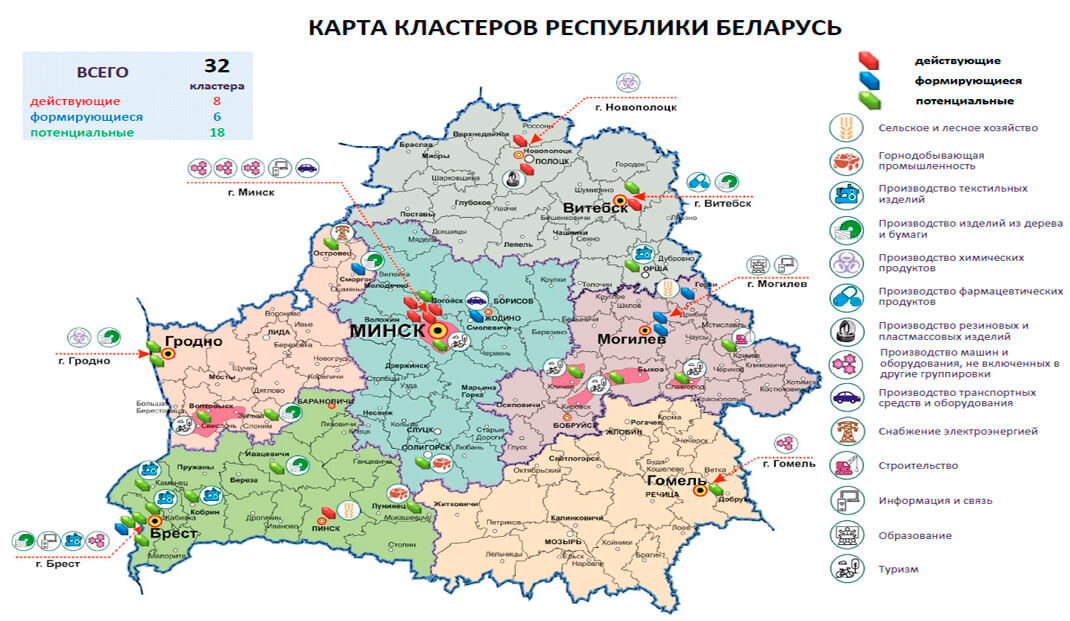Карта кластеров Республики Беларусь
