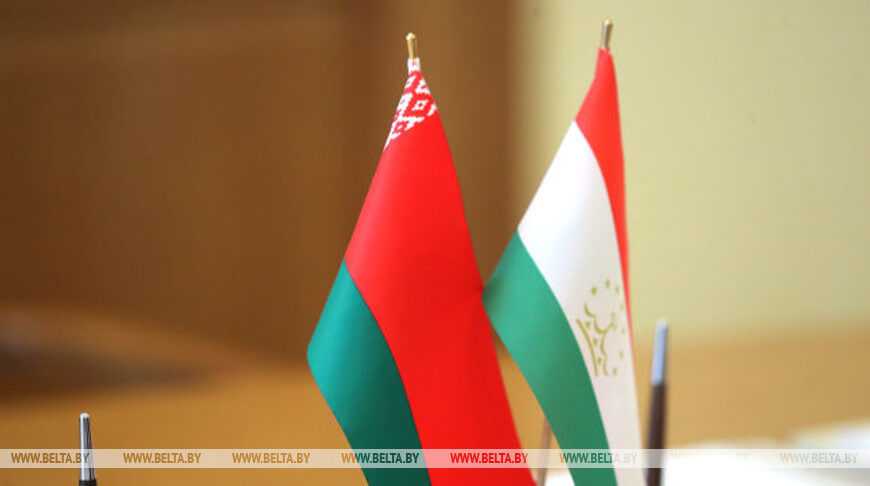 Флаги Республики Беларусь и Республики Таджикистан