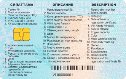 Свидетельство о регистрации транспортного средства в Казахстане