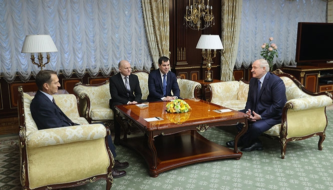 Встреча Президента Беларуси с директором службы внешней разведки России Сергеем Нарышкиным